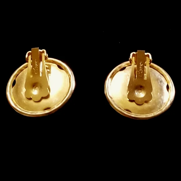 Vintage Signed CORO Gold Tone Polished Abstract Dome Earrings, Clip-on - Picture 2 of 4